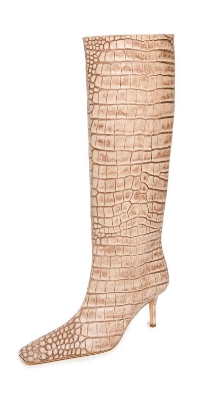 Acne Studios Croc-effect Leather Knee Boots In Powder Pink