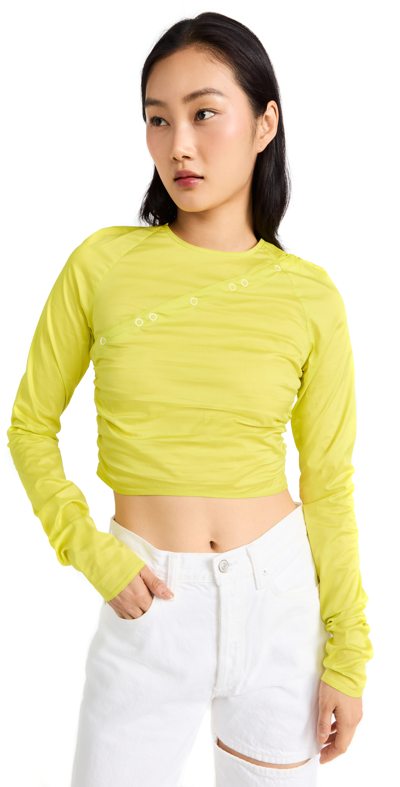 Ganni Stretch Cotton Blouse In Yellow