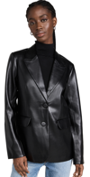 Good American Better Than Single-breasted Regular-fit Faux-leather Blazer In Black001