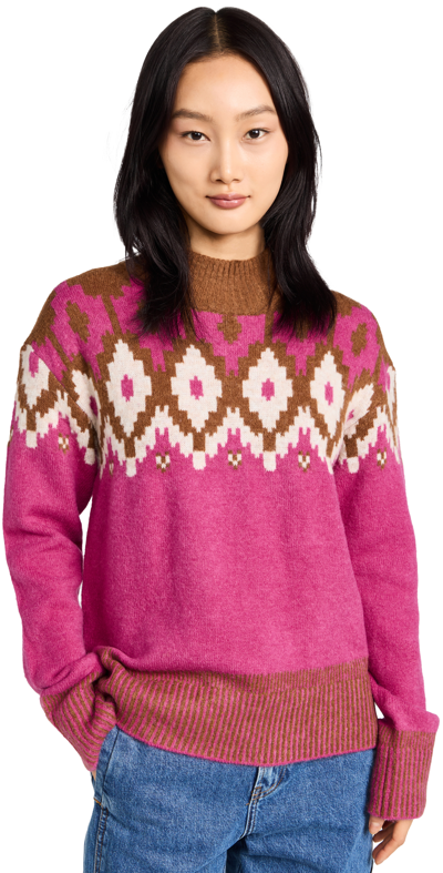 Monrow Mock Neck Fair Isle Sweater