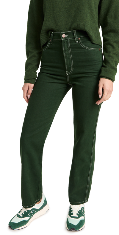 Reformation Cowboy High Rise Straight Jeans In Emerald