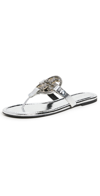 Tory Burch Miller Soft Leather Thong Sandals In Silver