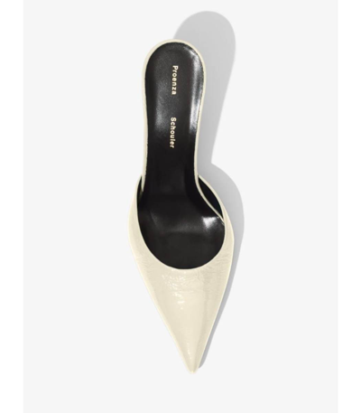 Proenza Schouler Spike Mule In Crinkle Patent Ecru