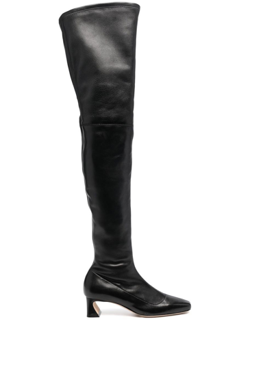 Alberta Ferretti 45mm Leather Thigh-high Boots In Black