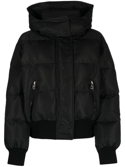 Alexander Mcqueen Tech Hooded Puffer Jacket In Black