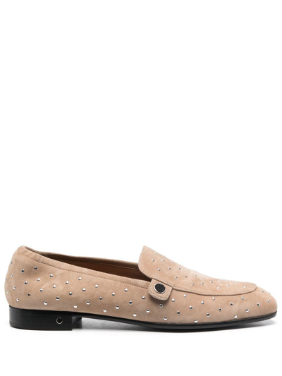 Laurence Dacade Rhinestone-embellished Suede Loafers In Neutrals