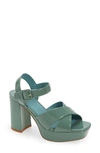 Jeffrey Campbell Amma Platform Slingback Sandal In Dusty Green Crinkle Pat