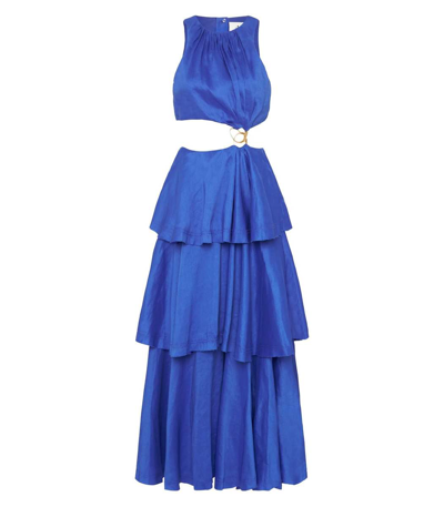 Aje Wave Cut Out Dress In Blue