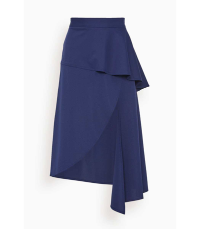 Jw Anderson Asymmetric-slit Peplum Midi Skirt In Blue