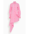 JW ANDERSON ASYMMETRIC PEPLUM SHIRT DRESS IN WATERMELON PINK