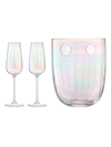 Lsa Pearl 3-piece Champagne Flutes & Ice Bucket Set