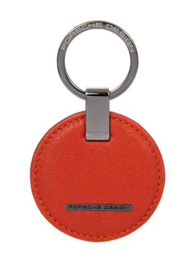 Porsche Design Men's Leather Keyring Circle In Lava Orange