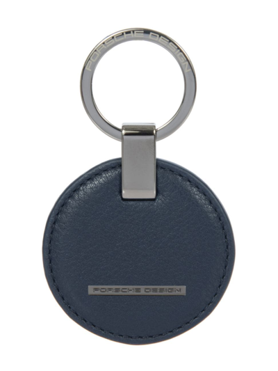 Porsche Design Men's Circle Leather Logo Keyring In Blue Matte