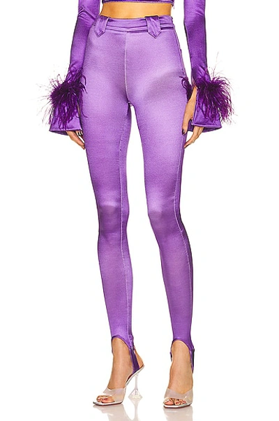 Raisa Vanessa High Waist Shiny Pant In Purple