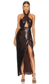 Michael Costello X Revolve Soraya Gown In Brown