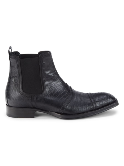 Jo Ghost Men's Lizard Embossed Leather Chelsea Boots In Black | ModeSens
