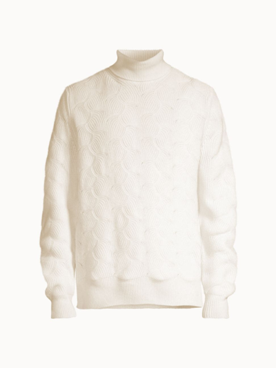 Canali Men's Wool-cashmere Turtleneck Sweater In White