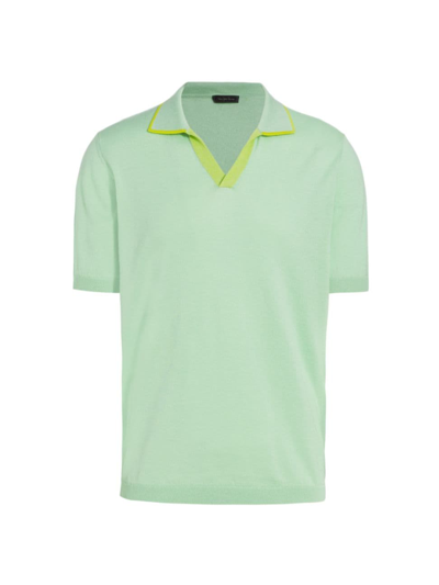 Saks Fifth Avenue Men's Collection Contrast-trimmed Slim-fit Cotton Shirt In Absinthe Green