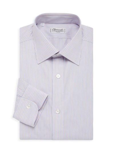 Charvet Men's Barrell Striped Dress Shirt In Yellow Blue