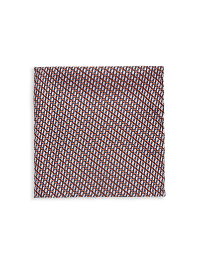 Saks Fifth Avenue Men's Collection Geo Rope Silk Pocket Square In Quiet Tide