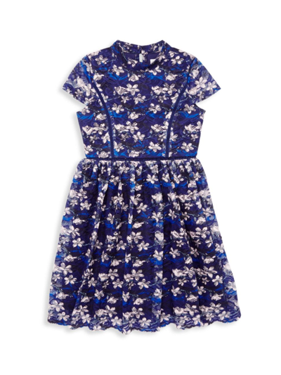 Blush By Us Angels Kids' Floral Lace Dress In Navy