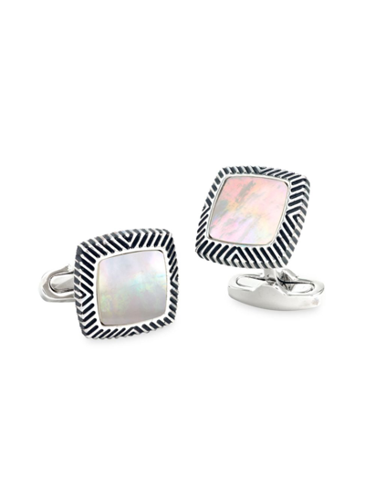 Link Up Mother Of Pearl Square Cufflinks In Silver White