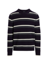 Theory Gary Stripe Merino Wool Crewneck Sweater In Blue