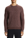 Theory Hilles Crewneck Marled Wool & Cashmere Sweater In Chocolate Mauve