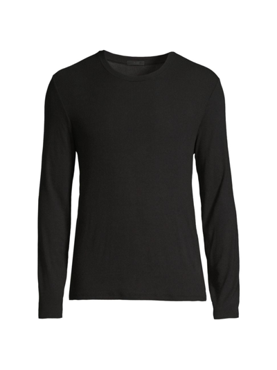 Atm Anthony Thomas Melillo Modal Rib Oversized Long Sleeve Crew Neck Tee In Black