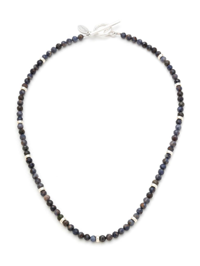 Jan Leslie Men's Sterling Silver And Sapphire Beaded Necklace