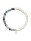 Jan Leslie Men's Freshwater Pearl & Ruby Bead Bracelet In Blue White