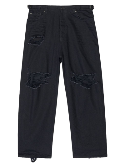 パンツ BALENCIAGA SUPER LARGE BAGGY PANTS Balenciaga Destroyed Super Large Baggy Pants In Rubber Black