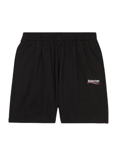 Balenciaga Political Campaign Sweat Shorts In Black White