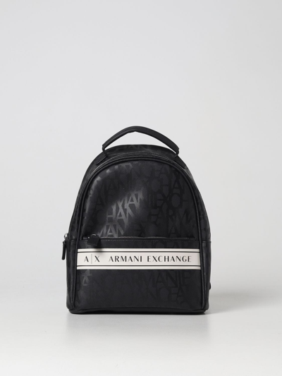 Armani Exchange Logo印花带小号双肩包 In Black