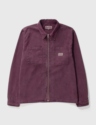 Stussy Washed Canvas Zip Shirt In Purple