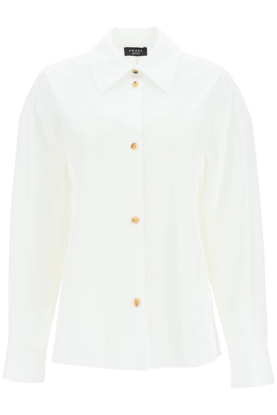 A.w.a.k.e. Mode Open Back Shirt In White Cotton