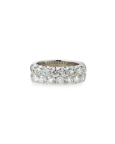 American Jewelery Designs Two-row Diamond Eternity Band Ring In 18k White Gold
