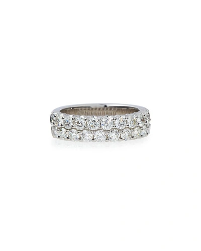 American Jewelery Designs Two-row Diamond Eternity Band Ring In 18k White Gold, 1.98 Tdcw