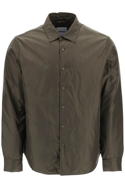 Aspesi Re-shirt Nylon Shirt Jacket In Military