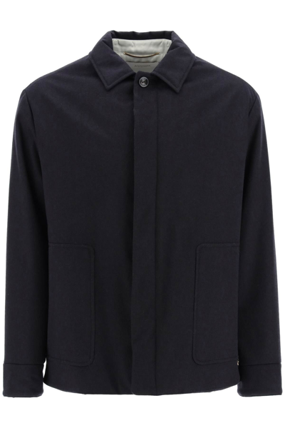 Agnona Silk And Cashmere Shirt Jacket In Blue