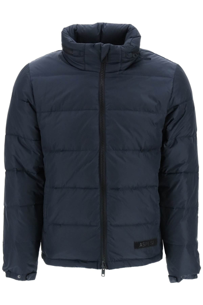 Aspesi Down Jacket With Packable Hood In Blue Technical
