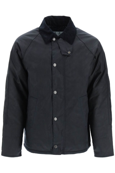 Barbour White Label 'nara' Wax Jacket In Blue Cotton