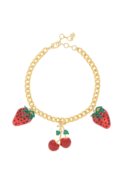 Alessandra Rich Strawberry-motif Chain Necklace In Multi-colored