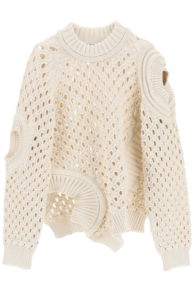 Stella Mccartney Net Knit Sweater With Cut-out In Cream (beige)