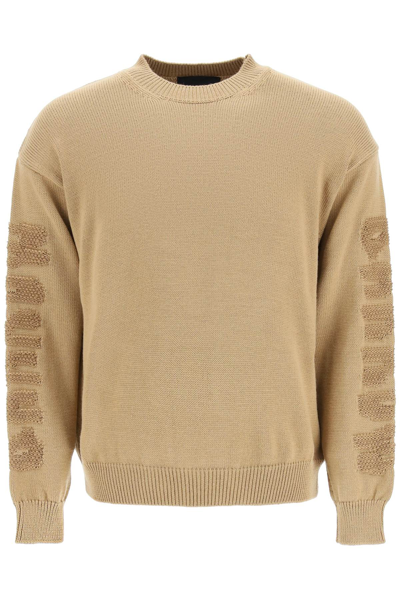 Barrow Crew-neck Jumper With Lettering Logo Details In Brown