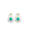 MARGOT MCKINNEY JEWELRY WEEKEND WHITE AGATE EARRINGS WITH TURQUOISE STUDS,PROD197090032