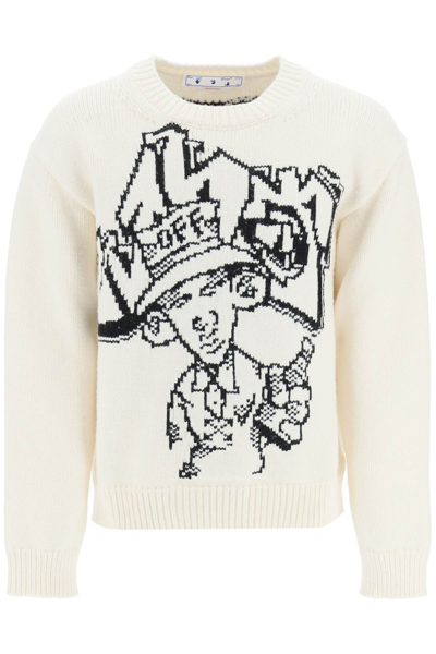 Off-white Men's Graff Freest Chunky Knit Sweater In White