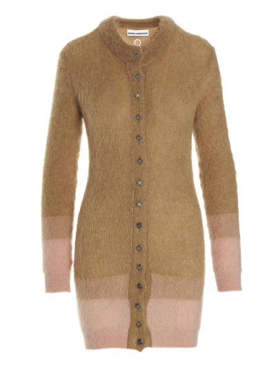 Rabanne Button-fastening Stripe-detail Cardigan In Camel