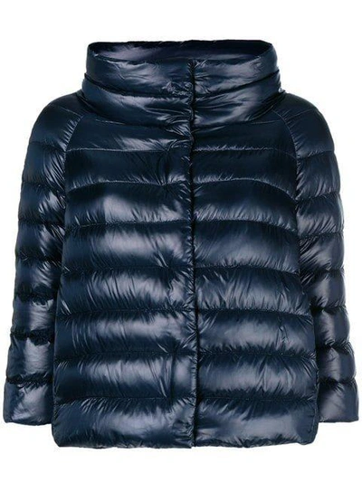 Herno Sofia Cropped Padded Jacket In Blue