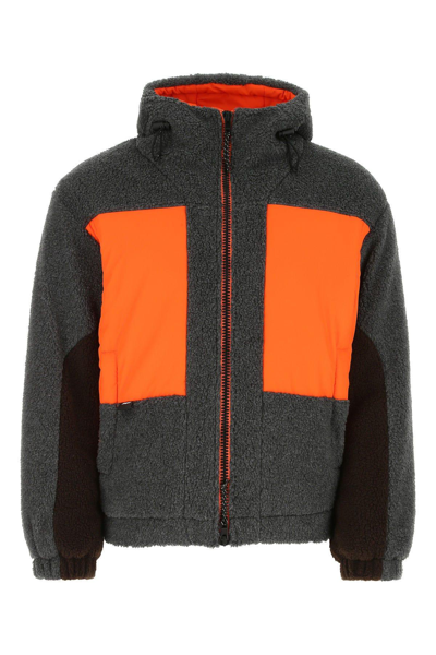 Msgm Hooded Panelled Jacket In Orange